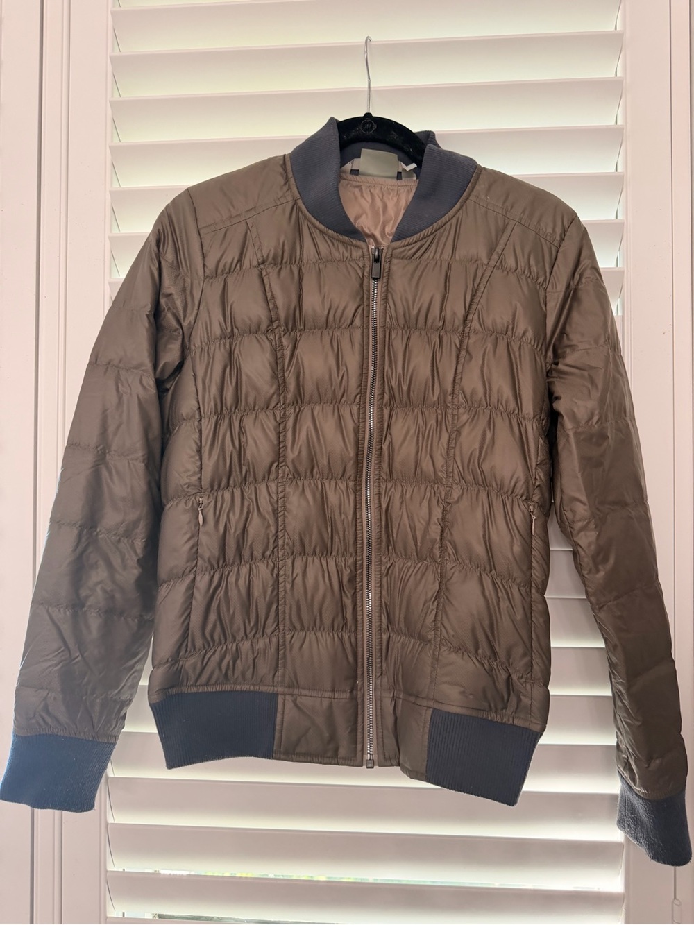 Athleta Quilted Bomber Jacket - mushroom